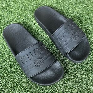 Gucci Black Rubber Trademark Logo Slide Slipper -‎ Size 36 EU, 5.5-6 US Women's